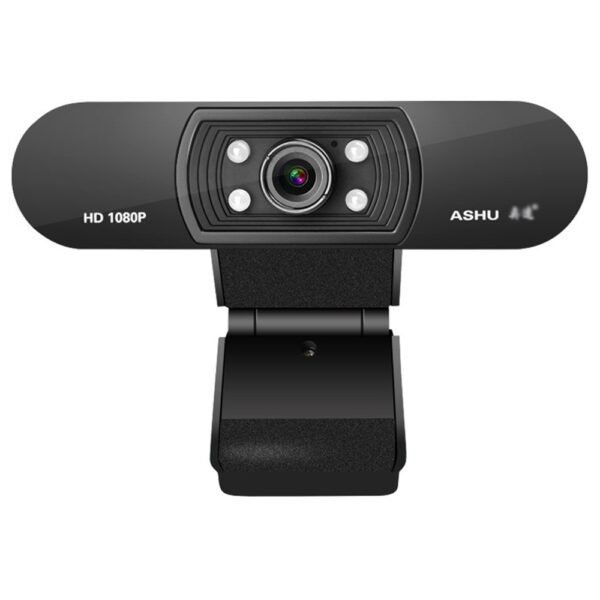ASHU H800 1080P HD Webcam Built-In Microphone Auto Color Correction Support CC2000 TARGET ICQ For Laptop Desktop - Black