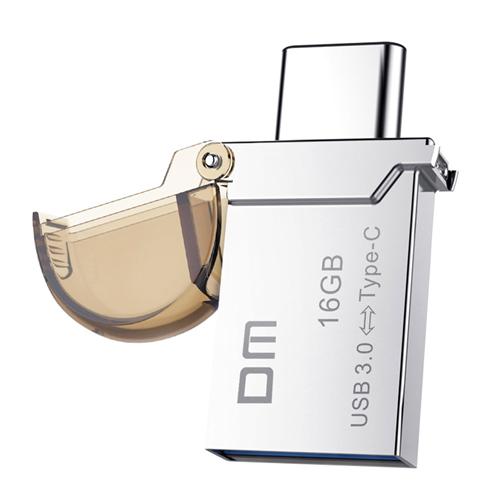 DM PD019 16GB Metal U Disk with USB 3.0 & Micro USB OTG Type-C 3.1 Dual Interfaces Flash Drive - Silver